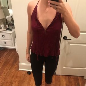 Maroon v neck top